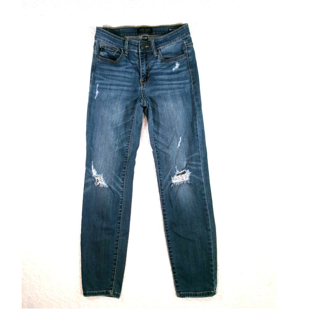 judy blue womens relaxed fit size 3 skinny med wash casual denim